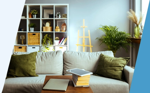 Organized living room scene